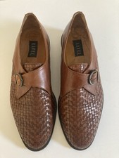 Ravel Men’s Brown Leather Single Monk Strap Woven Dress Shoes Eu 42 Size 8 Italy