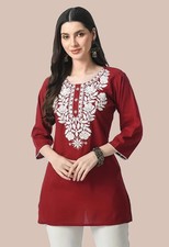 Designer Rayon Embroidery Short Kurti Set Indian Women Top Tunic Kurta Set Dress