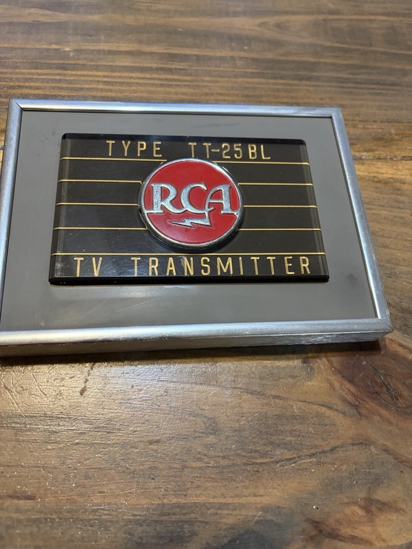 Vintage RCA TT-25BL TV Transmitter Nameplate Plaque Sign Broadcast Memorabilia