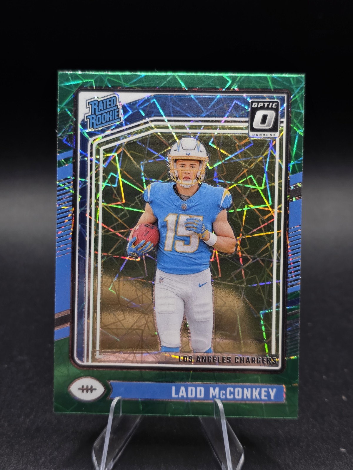 2024 Panini Donruss Optic - Rated Rookie Ladd McConkey #266 Green Velocity Prizm