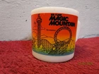 Vintage Six 6 Flags Magic Mountain Milk Glass Mug Coffee Cup Anchor Hocking 5120