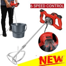 3800W Electric Plaster Paddle Mixer 6 Speed Mortar Cement Paint Stirrer Whisk