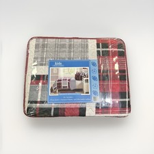 Kids Essentials Plaid Twin/Full Quilt Set Red Black White with Decorative Pillow