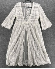 White Lace Sheer Long Fairycore Whimsical Vintage Duster Jacket Gorgeous