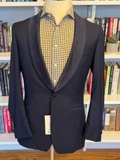 Suitsupply Manhattan P4763I Navy Satin Shawl-Collar Wool Tuxedo Jacket Sz 38R US
