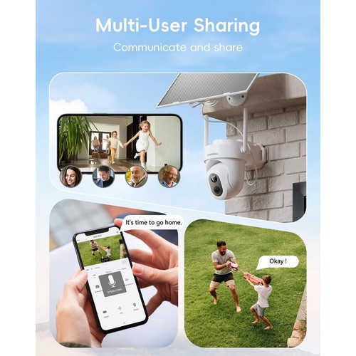 ZUMIMALL 9W Telecamere di Sicurezza Solari Wireless da Esterno, Telecamere di Registrazione AOV 24/7 - Foto 7 di 9