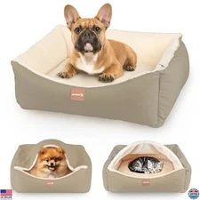 25" Calming Dog & Cat Bed - Plush Faux Fur for Medium & Small Pets, Washable