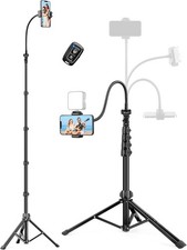 Phone Tripod Stand, 85" Tall Cellphone Tripod for iPhone with Gooseneck Remote,