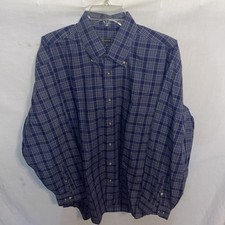 Hart Schaffner Marx Mens Dress Shirt Size XL Blue Plaid Business Formal Italy
