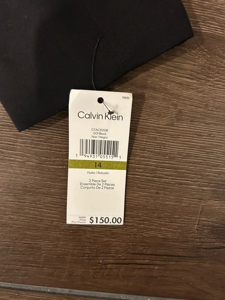 Traje Calvin Klein Chicos Elastizado 2 Piezas Talla 14 Regular Negro Calce Ajustado Nuevo con Etiquetas Foto 3 de 4
