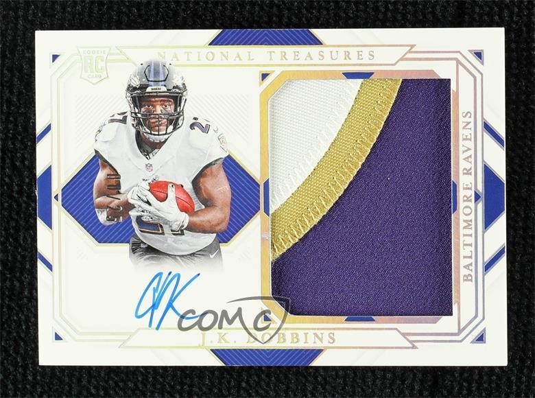 2020 Panini National Treasures Holo Silver 8/25 JK Dobbins #RMS-JD Auto RC 9p5