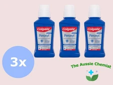 Colgate Peroxyl Mouthwash 236mL – 3 Pack | Antibacterial Oral Rinse,Mint Flavour