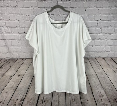 J. Jill Scoop-Neck Tee Size 4X White Flowy Minimalist Lagenlook Top LKNW