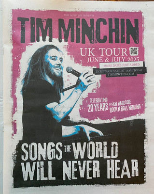 Tim Minchin Live UK Tourdaten 2025 Song The World Newspap Werbung Poster 14x11''