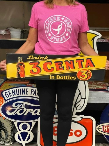 Antique Vintage Old Style 3 Centa Soda Drink Beverage Made USA