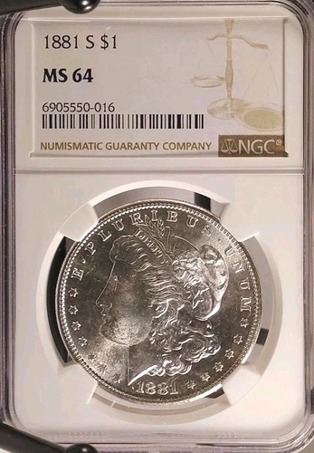 1881 S US Morgan Silver Dollar $1 - NGC MS64