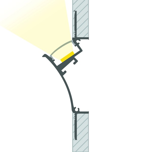 Perfil de aluminio empotrado para techo de yeso/estuco para tiras LED bin20mm