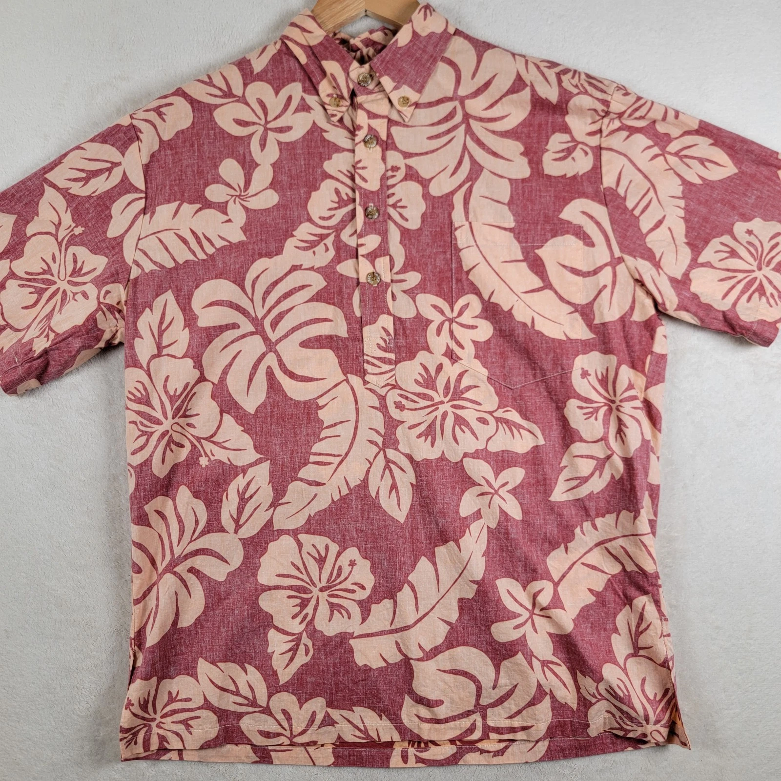 Cooke Street Hawaiian Shirt Small Reverse Print Flowers Floral Travel Vacation