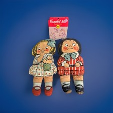 Vintage Campbell Soup Kids Girl  boy Cloth Doll 15  Plush. W/ Transfer Pattern