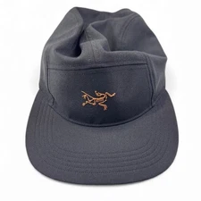 Arc'teryx Calidum 5 Panel Cap Men’s Size OS Black Bird Logo Hat Gorpcore Hiking