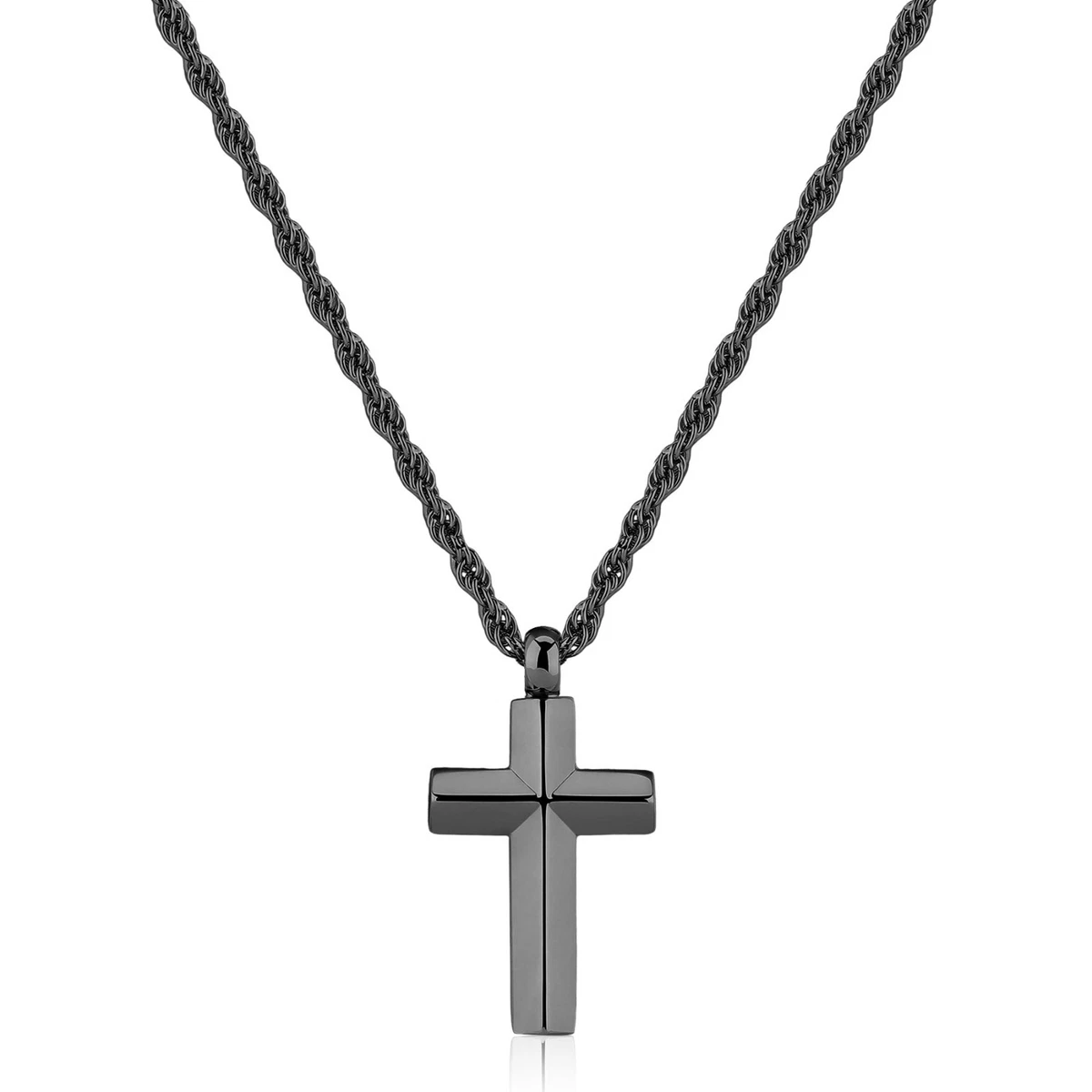 Collana Uomo Con Ciondolo Croce In Acciaio Inox - Catena 50 Cm, Regolabile, Ipoallergenica, Per Uomo E Donna