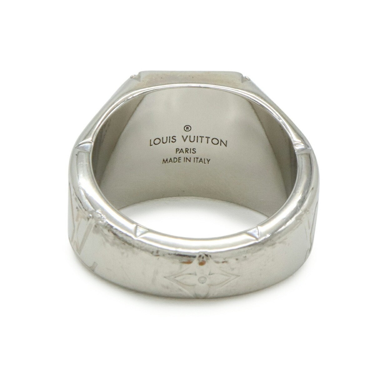 LOUIS VUITTON Monogram Signet Ring, Silver, Large, Japanese Size 2