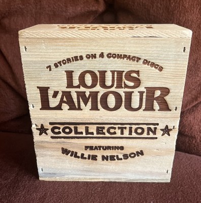 Louis L Amour Collection 7 Stories 4 CD Audiobook Set Wooden Box   Willie Nelson