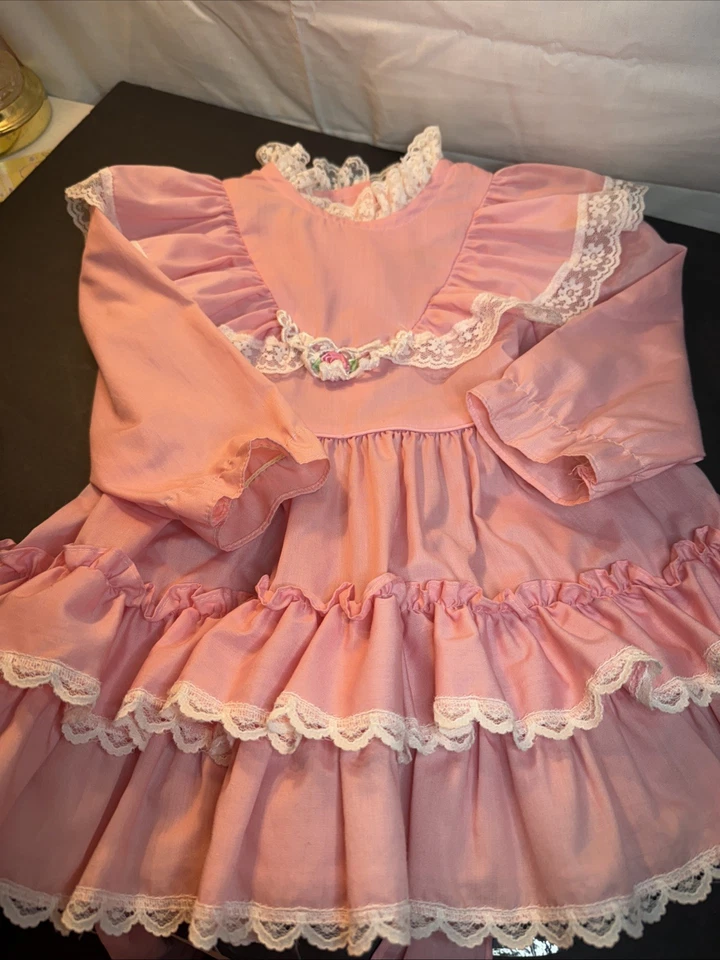Vintage Sears 2T Disney Winnie the Pooh Pink White Lace Ruffle Collar Dress - Image 2 of 4