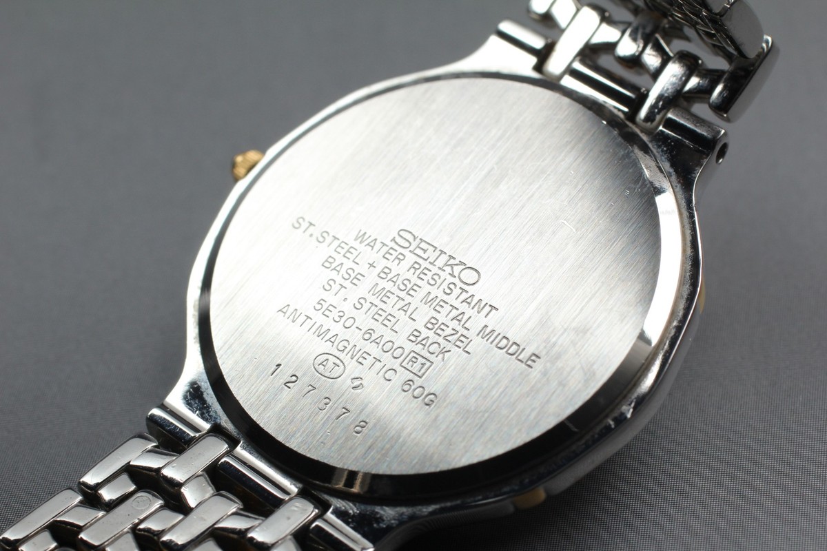 Vintage 1991 N MINT Seiko Dolce 5E30-6A00 Two-Tone HAQ Quartz Mens