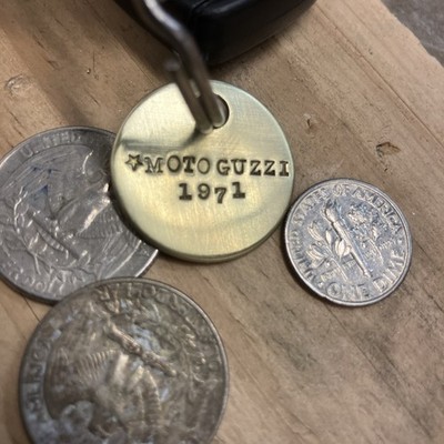 1971 MOTO GUZZI Brass Key Fob  71 Motorcycle
