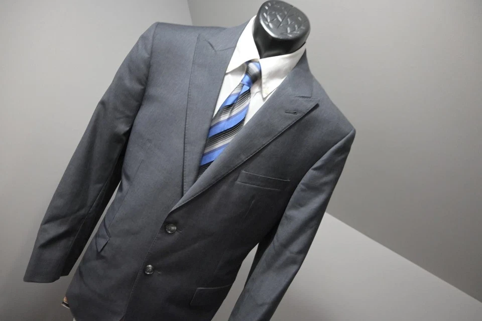 Костюм Jos A Bank приталенный 100% шерстяной серый 2 предмета брюки куртка мужская 36w 42 короткие - Изображение 4 из 4