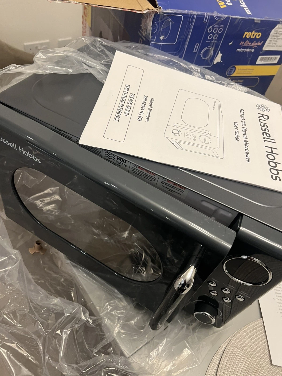 Russell Hobbs Retro Microwave 20L Digital Grey RHM2044G with Defrost Function