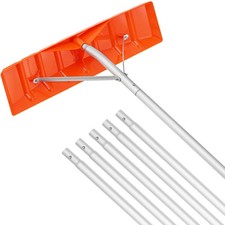 Snow Roof Rake, 25" Plastic Blade Snow Removal Tool, 21ft Reach Aluminium Handle