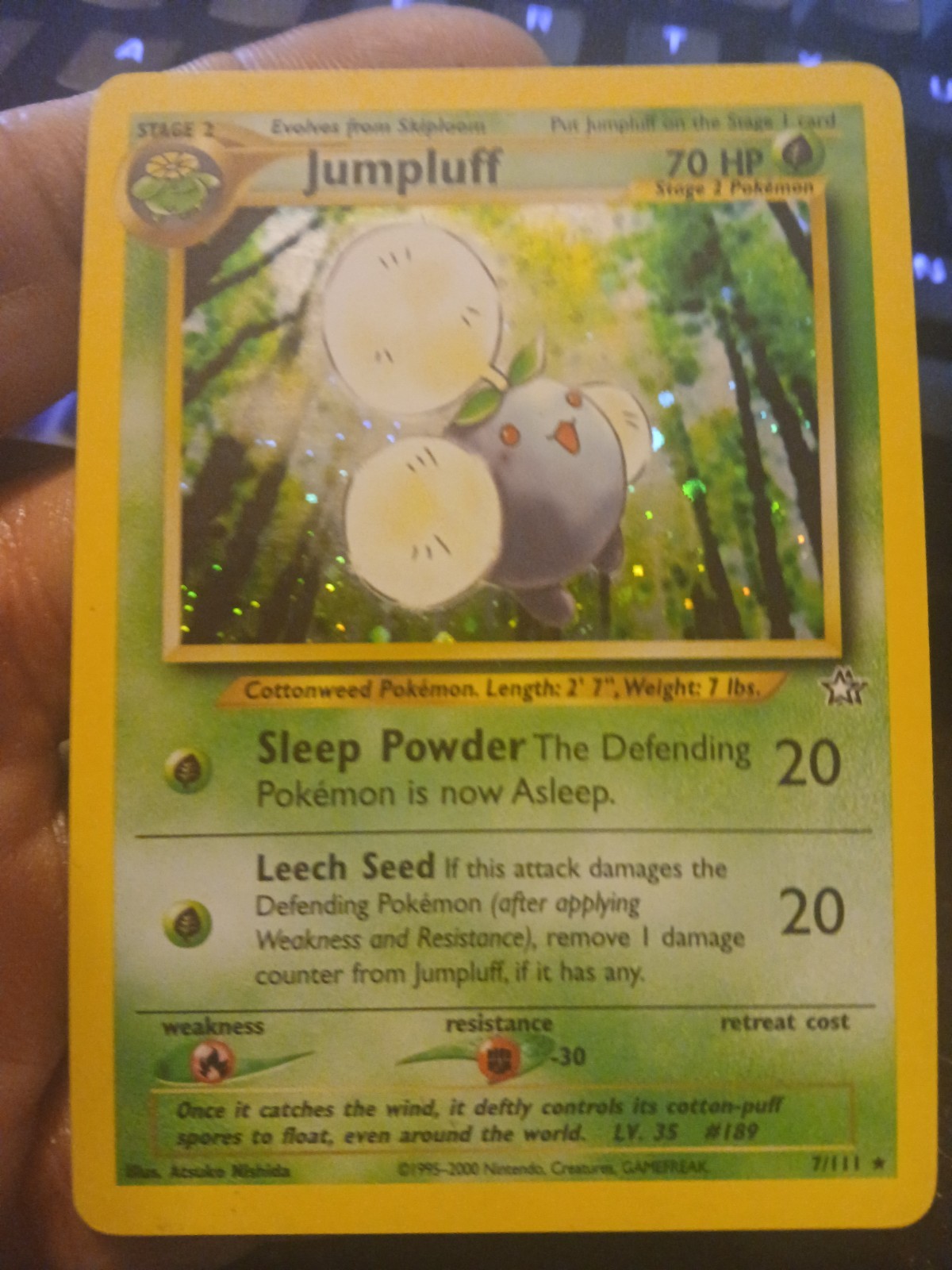 Pokemon Neo Genesis Jumpluff Holo Rare NM 7/111 & Pokémon League Stamped 14/214