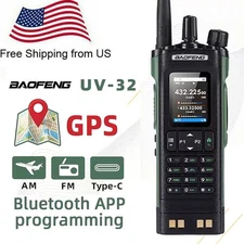 BAOFENG UV-32 10W Bluetooth Programming Ham Radio GPS Multi Band Walkie Talkie