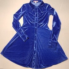 Urban Outfitters Velvet Mini Dress Womens XS  Ruched Button Front Skater Indie