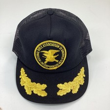 Vintage NRA Gold Leaf Snapback Trucker Mesh Black Hat USA One Size
