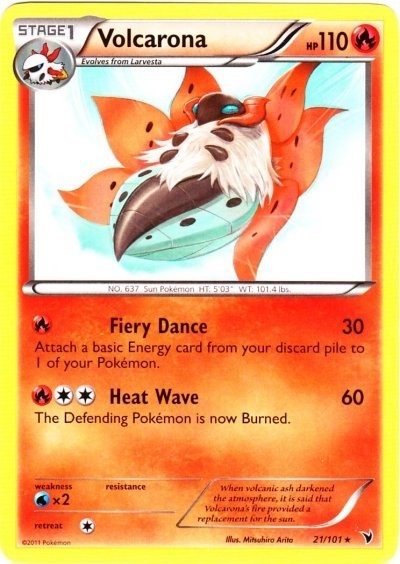 Near Mint x 1 Volcarona - 21/101 - Rare - Reverse Holo Noble Victories