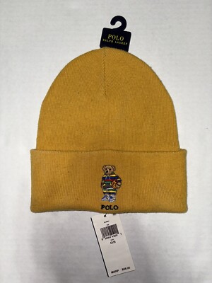 Polo Ralph Lauren Basketball Bear Knit Hat Yellow