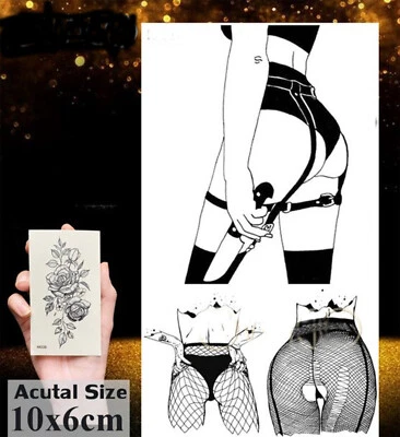 MARKENLOS Temporäres Tattoo Sexy SET Frau Sex Geschlecht Sado Maso Strapse Strümpfe