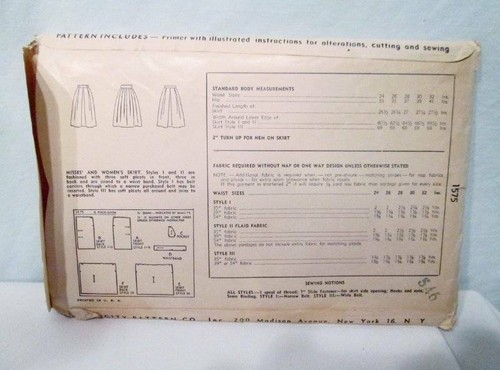 Vtg Simplicity 1575 Skirt Pattern Sewing UNCUT c. 1945 COMPLETE Waist 30 Hip 39 - Picture 3 of 3