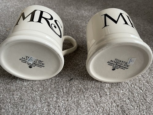 EMMA BRIDGEWATER Black Toast MR & MRS set Mugs - Brand New / Seconds