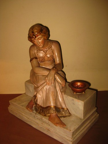 ANTIQUE PORTUGUESE MARKED TERRACOTTA SALOME FIGURE SCULPTURE STATUE 1900s - Picture 2 of 7