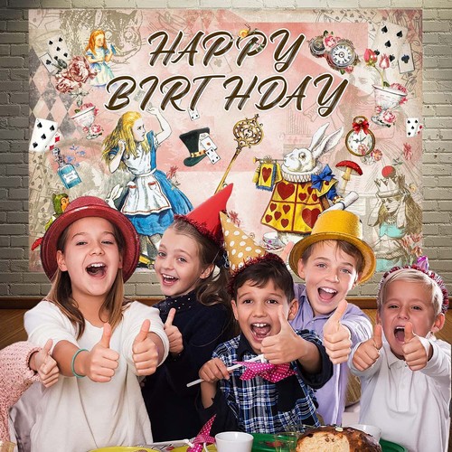 Alice in Wonderland Party Decoration Birthday Backdrop Banner Poster Vinyl 5x3ft - Picture 2 of 7