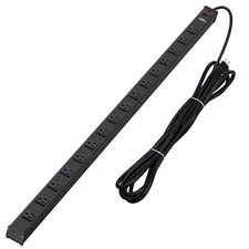 16 Outlet Heavy Duty Metal Long Power Strip With 1875W/15Ft Cord/ETL Listed