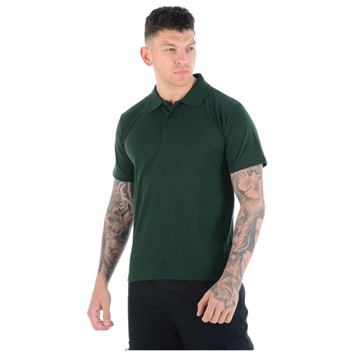 MENS ACTIVE PIQUE POLO T SHIRT GOLF SPORTS WORK LEISURE COLLAR PLAIN SUMMER TOP - Picture 16 of 32