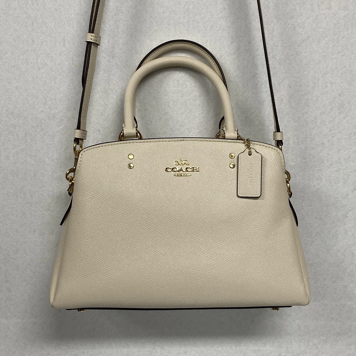 Coach Handbag Mini Lillie Carryall Purse Leather Chalk Cream Off-White Crossbody