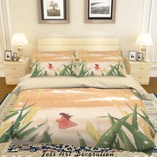 3D Plant Girl Painting Kids Quilt Cover Set Duvet Cover Bedding Pillowcases