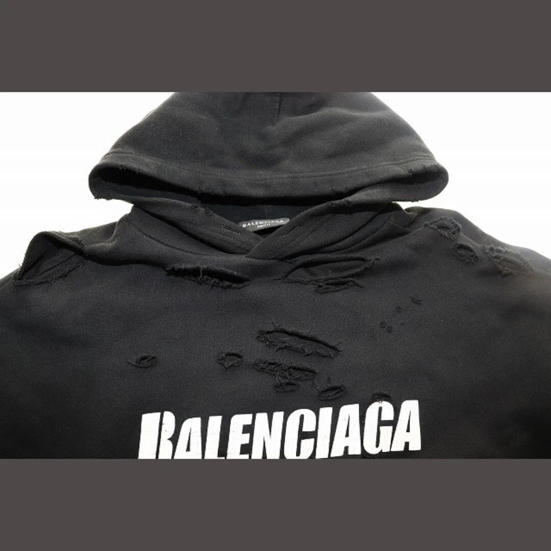 Balenciaga 21SS CAPS FELPA CON CAPPUCCIO DISTRUTTA NERA XXS PULLOVER A usata 53dcde0dcb23e320