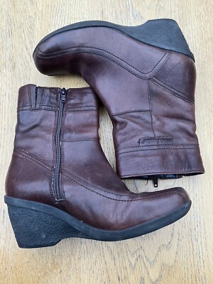 Hush Puppies braune Lederstiefelette mit Keilabsatz Größe 5
